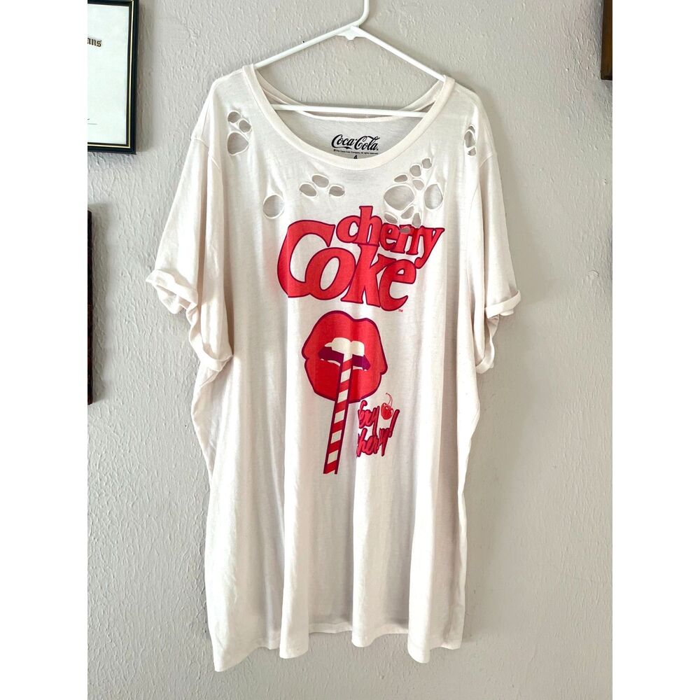 Oversized short sleeve t shirt; Coke a Cola distressed T; cotton grungcore